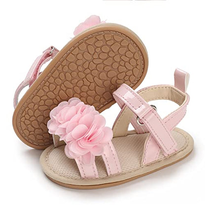 COSANKIM Baby Girl Sandals Rubber Sole Summer Outdoor Infant First Walker Crib Dress Shoes Baby Sandals