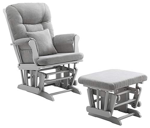Angel Line Monterey Glider & Ottoman, Grey Finish - Grey Cushion