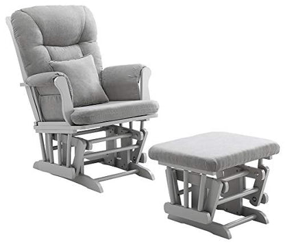 Angel Line Monterey Glider & Ottoman, Grey Finish - Grey Cushion