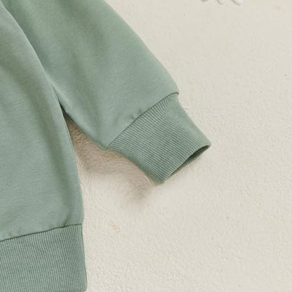 Toddler Baby Boy Fall Winter Outfit Long Sleeve Excavator Embroidery Pullover Plaid Wide Leg Pants Infant Clothes