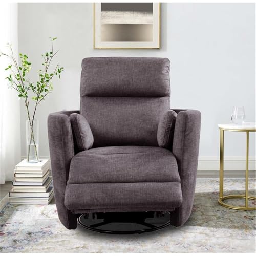 Pemberly Row Contemporary Fabric Swivel Glider Recliner in Ivory