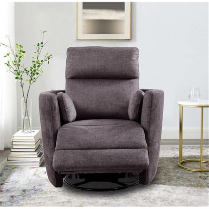Pemberly Row Contemporary Fabric Swivel Glider Recliner in Ivory