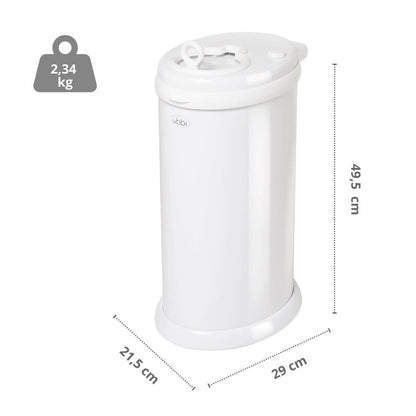 Ubbi Steel Diaper Pail, Odor Locking, No Special Bag Required, Award-Winning, Registry Must-Have, White