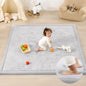 1.3" Thick Baby Play Mat,Ultra Soft Elasti-Foam 50×50 Playpen Mat for Tummy Time,Water-Repellent Coral Fleece Nursery Rug for Infants,Toddlers,Kids,Non-Slip Safe for Crawling(Light Grey)