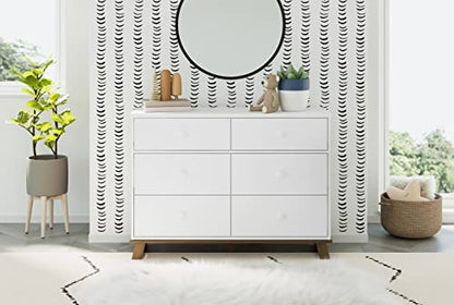 Storkcraft Modern Nursery Changing Table Dresser (White with White) – GREENGUARD Gold Certified, Dresser for Nursery, Changing Table With Drawers