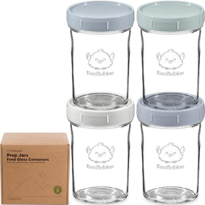 KeaBabies 4pk 8oz & 4pk 4oz Glass Baby Food Containers with Lids - Leak-Proof,Microwavable Small Glass Jars,Baby Purees & Toddler Snack Storage Containers,BPA-Free,Dishwasher & Freezer Safe(Musk Dusk)