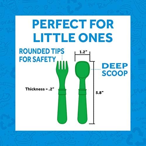 Re-Play Toddler Forks and Spoons Set - 4x4 Utensils Set for Kids - Dishwasher and Microwave Safe - Made in USA - Pack of 8-5.8" x 1.2" x 0.2" - Princess