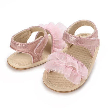 COSANKIM Baby Girl Sandals Rubber Sole Summer Outdoor Infant First Walker Crib Dress Shoes Baby Sandals