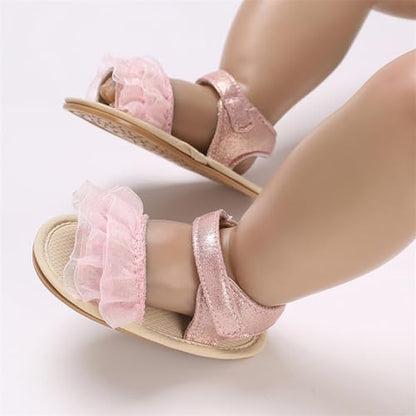 COSANKIM Baby Girl Sandals Rubber Sole Summer Outdoor Infant First Walker Crib Dress Shoes Baby Sandals