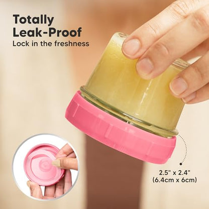 KeaBabies 4pk 8oz & 4pk 4oz Glass Baby Food Containers with Lids - Leak-Proof,Microwavable Small Glass Jars,Baby Purees & Toddler Snack Storage Containers,BPA-Free,Dishwasher & Freezer Safe(Musk Dusk)