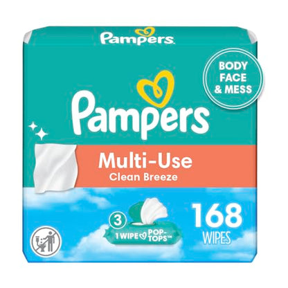 Pampers Baby Wipes Multi-Use Fragrance Free 9X Pop-Top Packs 504 Count