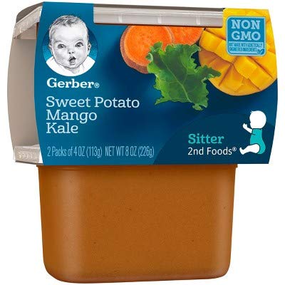Gerber Purees 2nd Foods Sweet Potato Mango Kale Baby Food, 4 oz, 2 ct