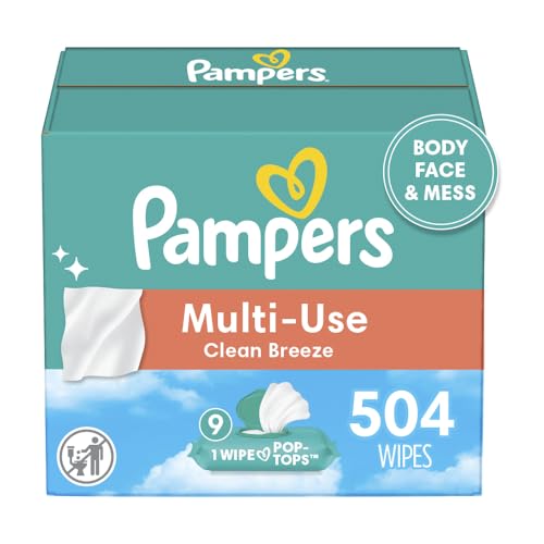 Pampers Baby Wipes Multi-Use Fragrance Free 9X Pop-Top Packs 504 Count