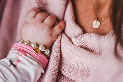 Baby Girls Monogrammed Pearl Gold Stretch Bracelet