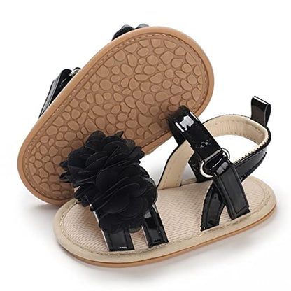 COSANKIM Baby Girl Sandals Rubber Sole Summer Outdoor Infant First Walker Crib Dress Shoes Baby Sandals