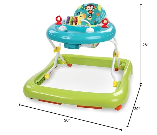 Bright Starts JuneBerry Walk-A-Bout Baby Walker and Entertainer, Removeable Floor Toy, with Easy Fold Frame for Storage, Ages 6 Months +
