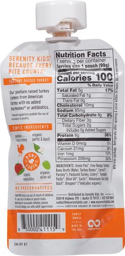 Serenity Kids 7+ Months Bone Broth Puree Made With Organic Veggies - Clean Label Project Purity Award Certified - 3.5 Ounce BPA-Free Pouch - Grass Fed Beef Pot Roast - 12 Count - Baby Food Pouch