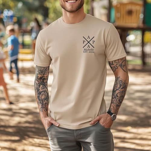 Personalized Fathers Day T-Shirt, Custom Grandpa Grandkids Name Shirt, Papa Shirts, Dad Gifts for Fathers Day and Christmas