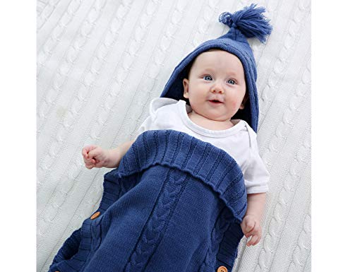 XMWEALTHY Newborn Baby Wrap Swaddle Blanket Knit Sleeping Bag Receiving Blankets Stroller Wrap for Baby(Dark Gray) (0-6 Month)