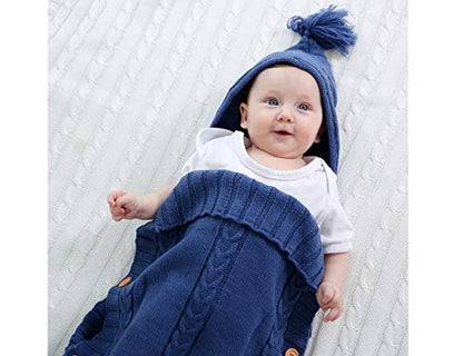 XMWEALTHY Newborn Baby Wrap Swaddle Blanket Knit Sleeping Bag Receiving Blankets Stroller Wrap for Baby(Dark Gray) (0-6 Month)