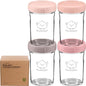 KeaBabies 4pk 8oz & 4pk 4oz Glass Baby Food Containers with Lids - Leak-Proof,Microwavable Small Glass Jars,Baby Purees & Toddler Snack Storage Containers,BPA-Free,Dishwasher & Freezer Safe(Musk Dusk)