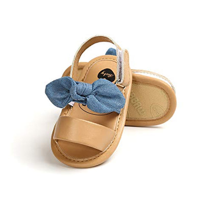 COSANKIM Infant Baby Girls Summer Sandals with Flower Soft Sole Newborn Toddler First Walker Crib Dress Shoes