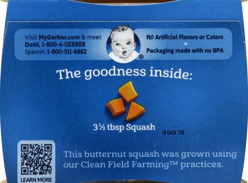Gerber 1st Foods Baby Food Banana Puree, Natural & Non-GMO, 2 Ounce Tubs, 2-Pack (Pack of 8)