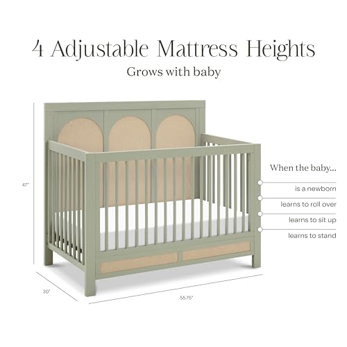 Namesake Eloise 4-in-1 Convertible Crib in French Sage Performance Sand Eco-Weave, GREENGUARD Gold Certified