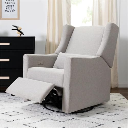 Babyletto Kiwi Electric Power Glider Recliner Nursery Chair w/ USB Ports - Water & Stain Resistant Glider Rocking Chair for Nursery - GREENGUARD Gold Certified Swivel Rocker Recliner Chair - Cream