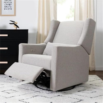 Babyletto Kiwi Electric Power Glider Recliner Nursery Chair w/ USB Ports - Water & Stain Resistant Glider Rocking Chair for Nursery - GREENGUARD Gold Certified Swivel Rocker Recliner Chair - Cream