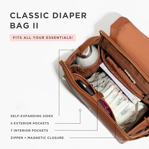Freshly Picked Classic II Diaper Bag Backpack, Wipeable Vegan Leather With Changing Pad (Sage Green V2)