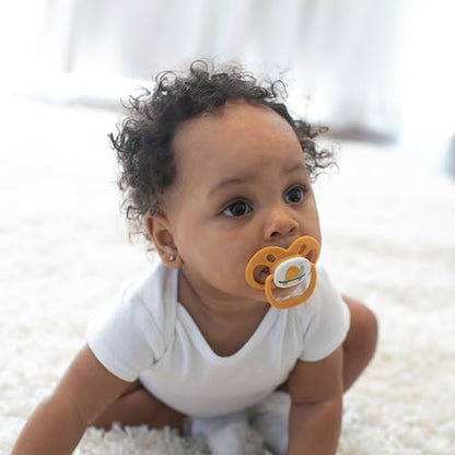 Dr. Brown's Advantage Glow-in-the-Dark Baby Pacifier, Fully Symmetrical Soother with Soft Silicone Bulb, Scooter Squirrel-Purple Nature, 6-18m, BPA Free, 4 Pack