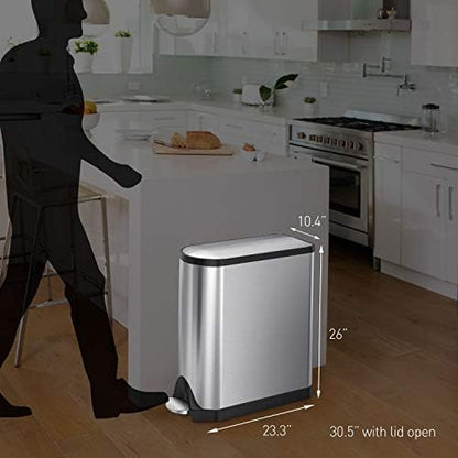 simplehuman Diaper Can with Odorsorb System (Odorsorb Pods and Odorsorb Liners), 18 Liter/ 4.8 Gallon, White Stainless Steel