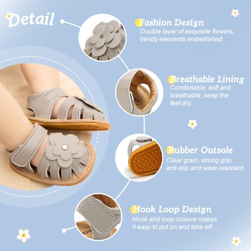 Kannior Infant Boys Girls Sandals Breathable Premium Baby Summer Outdoor Casual Beach Shoes Lightweight Toddler Flower Bowknot Anti Slip Rubber Sole Newborn Prewalker First Crib Shoes