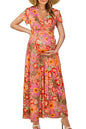 OUGES Maternity Maxi Dress Wrap V Neck Baby Shower Pregnancy Dresses for Photoshoot