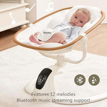 Angelbliss Baby Swing with Cry Detection, Side-to-Side Electric Swing with 5 Speeds, 180° Rotation, Indoor for Infants and Toddlers (Black)