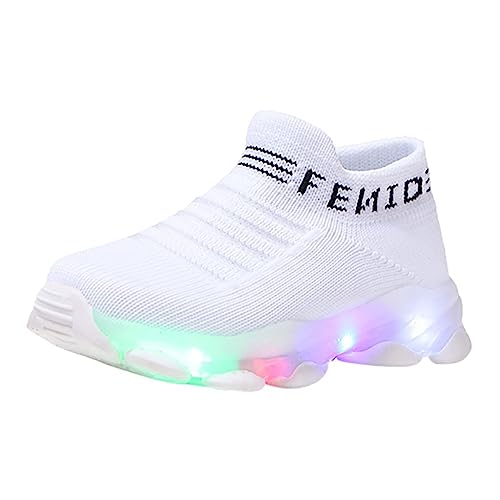 Toddler Light Up Sock Shoes Kids Boys Girls Mesh Flashing Breathable Sneakers Soft Sport Walking Running Shoes