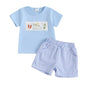 fhutpw Baby Toddler Boy Summer Clothes Embroidery Pattern Short Sleeve Tops & Casual Shorts 6 12 18 Months Outfits Sets