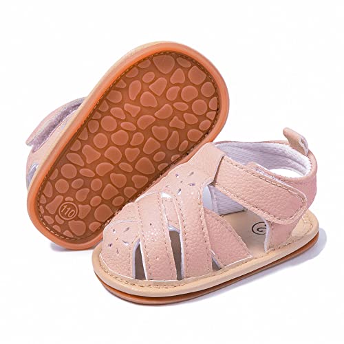 Meckior Baby Toddler Infant Girls PU Leather Soft Open Toe Summer Sandals Flower Princess Flat Shoes