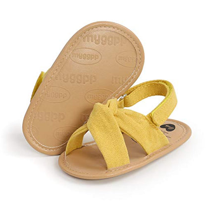 SOFMUO Baby Girls Sandals Premium Soft Sole Infant Indoor Flat Newborn Slippers Lightweight Comfort Toddler Summer Princess Dress Shoes