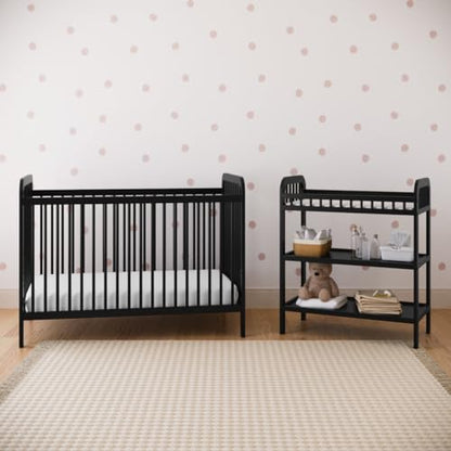 Storkcraft Pasadena Changing Table with Water-Resistant Changing Pad (Driftwood) - GREENGUARD Gold Certified, Includes Bonus Water-Resistant Changing Pad with Safety Strap, 2 Open Shelves