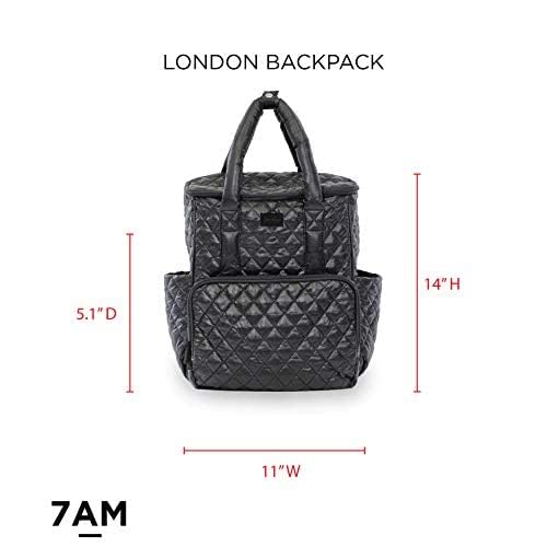 7AM London Baby Diaper Bag – Multifunctional Travel Backpack with Stroller Hooks & Adjustable Shoulder Straps, Baby Essentials, Water Repellent, With Diaper Changing Pad | (Black Polar)