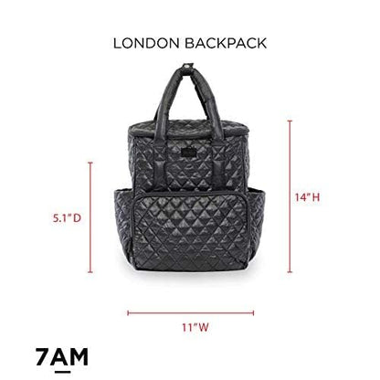 7AM London Baby Diaper Bag – Multifunctional Travel Backpack with Stroller Hooks & Adjustable Shoulder Straps, Baby Essentials, Water Repellent, With Diaper Changing Pad | (Black Polar)