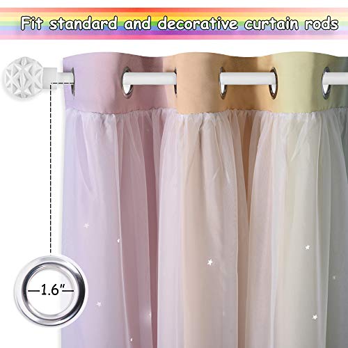 NICETOWN Nursery Curtains for Kids, Farmhouse Blackout Curtain Panels for Bedroom, Double Layer Star Hollow-Out Grommet Aesthetic Living Room Toddler Window Curtains, 2 Pcs, W52 x L84, Biscotti Beige