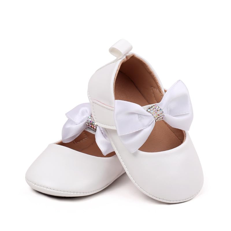 HsdsBebe Infant Baby Girls Mary Jane Flats Bow Non-Slip Soft Sole Princess Toddler First Walkers Sneaker Wedding Dress Shoes
