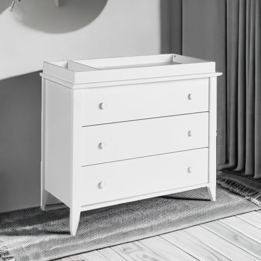 Babyletto Sprout 3-Drawer Changer Dresser with Removable Changing Tray in Washed Natural and White, Greenguard Gold Certified