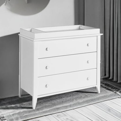 Babyletto Sprout 3-Drawer Changer Dresser with Removable Changing Tray in Washed Natural and White, Greenguard Gold Certified