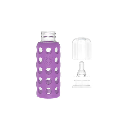 Lifefactory 9-Ounce BPA-Free Glass Baby Bottle with Protective Silicone Sleeve and Stage 2 Nipple, Papaya