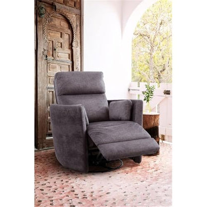Pemberly Row Contemporary Fabric Swivel Glider Recliner in Ivory