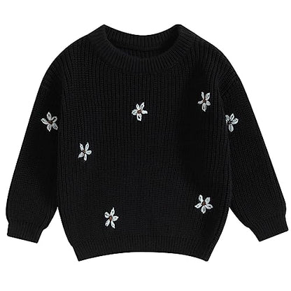 Mubineo Baby Girl Winter Clothes Cute Flower Sweater Crewneck Pullover Long Sleeve Knit Newborn Infant Sweaters
